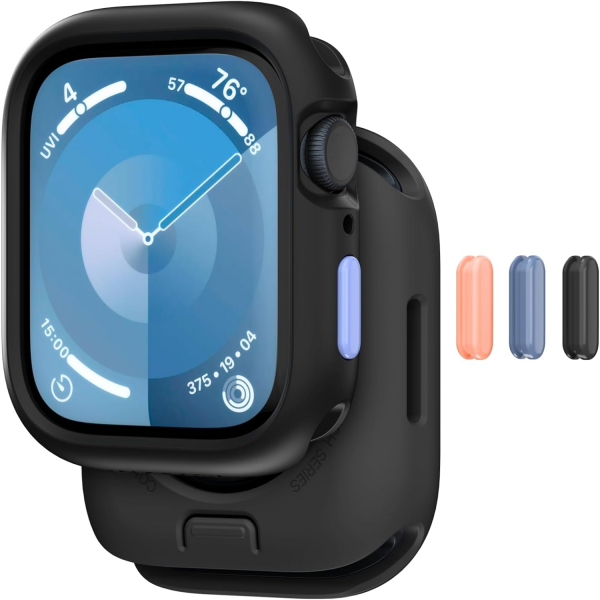 MAGEASY Silikon Apple Watch 9 45mm Bumper Klf-Midnight Black