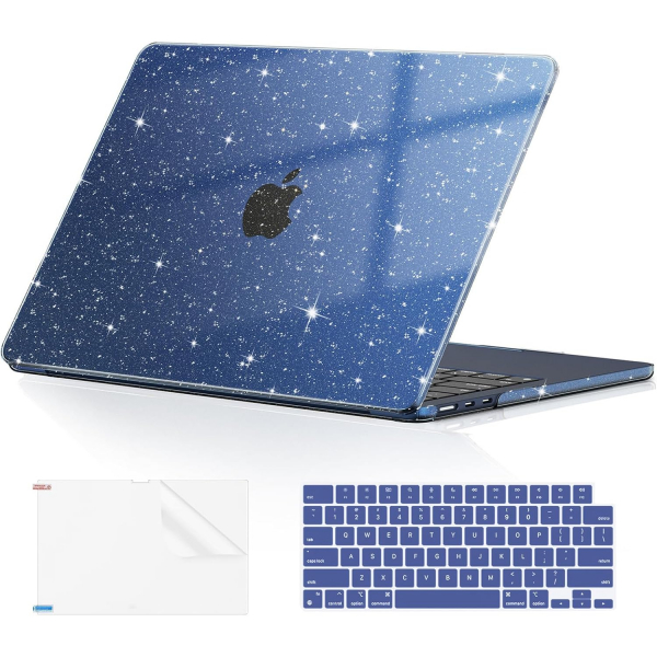 EooCoo MacBook Air M3 Glitter Klf (13 in)-Sparkly Midnight 