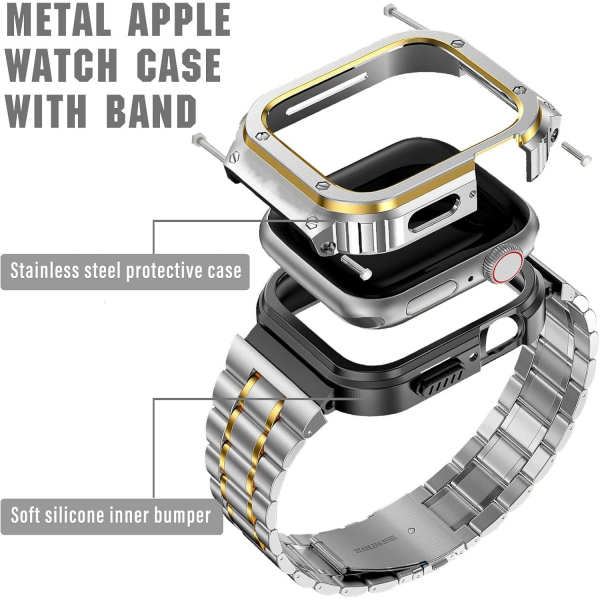 MioHHR Apple Watch 10 46mm elik Kay -Silver Gold 