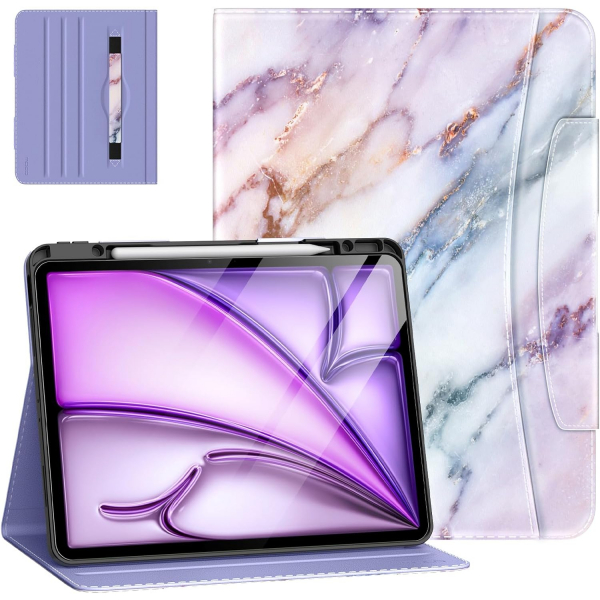 MoKo Deri Folyo iPad Air M2 Klf (13 in)-Marble Purple