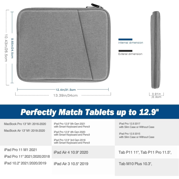 MoKo Su Geirmez Tablet antas (12.9/13 in)-Light Gray