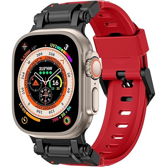 NewWays Apple Watch Ultra elik Kay (42/44/45/49mm)-Red