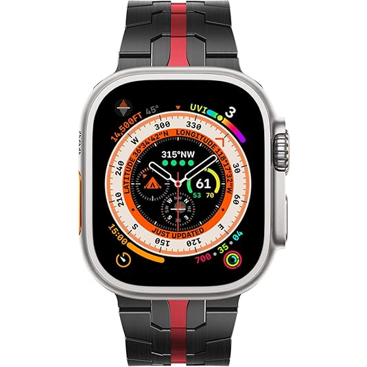 NewWays Apple Watch elik Kay (42/44/45/49mm)-Black Red