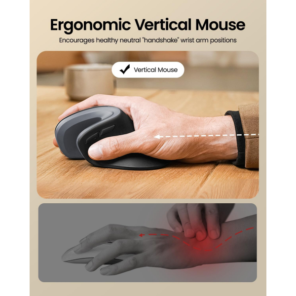 ProtoArc Bluetooth Vertical Ergonomik Mouse-Gray