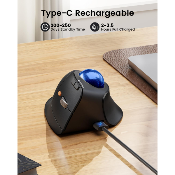 ProtoArc Bluetooth Vertical Trackball Mouse-Blue