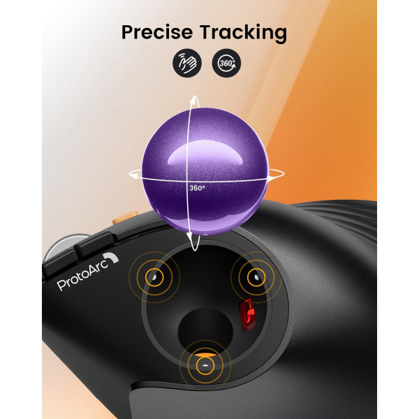 ProtoArc Bluetooth Vertical Trackball Mouse-Purple 