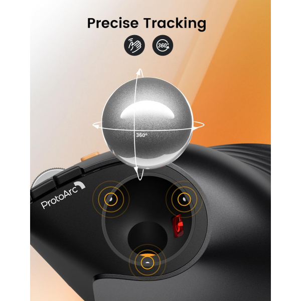 ProtoArc Bluetooth Vertical Trackball Mouse-Silver 