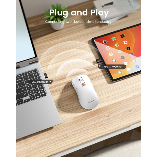 ProtoArc Bluetooth USB-C EM15 Mouse-White 