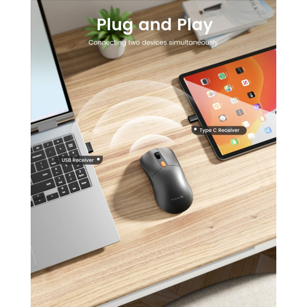 ProtoArc Bluetooth USB-C EM15 Mouse-Gray 