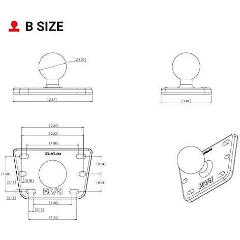 Ram Mounts Merkezli Rezervuar Kapa Top Taban RAM-B-345U