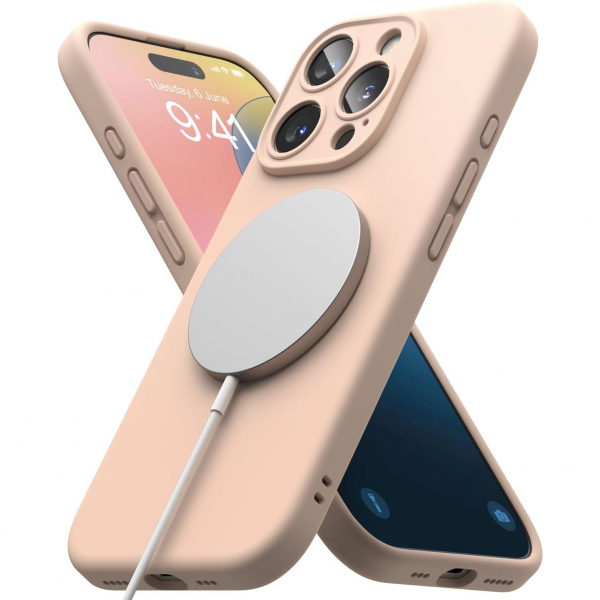 Rin gke Apple iPhone 16 Pro Silikon Klf-Pink Sand