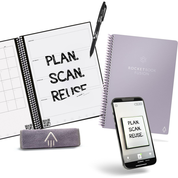 Rocketbook Everlast Fusion Tekrar Kullanlabilir Defter (Executive)-Lightspeed Lilac