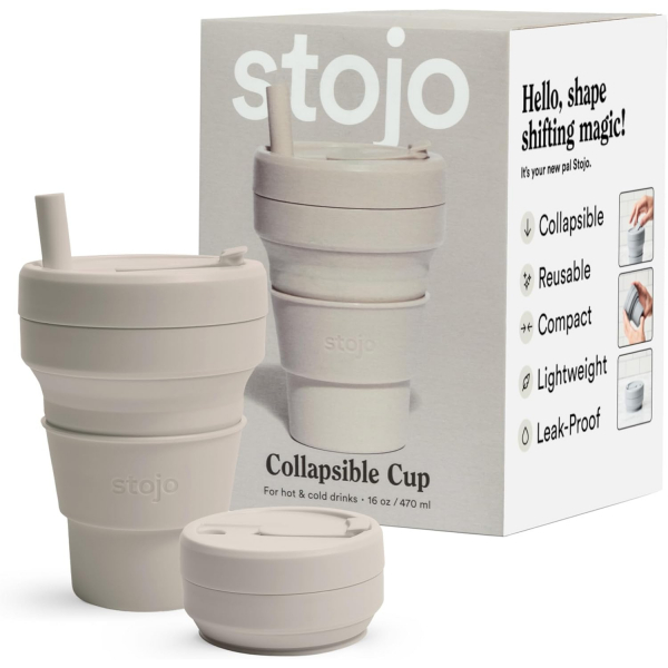 STOJO Pipetli Katlanabilir Su isesi (470mL, Oat)