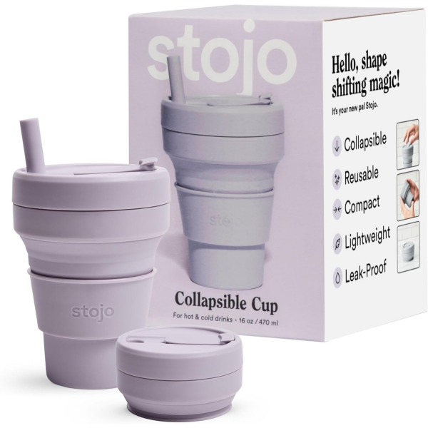 STOJO Pipetli Katlanabilir Su isesi (470mL, Lilac)