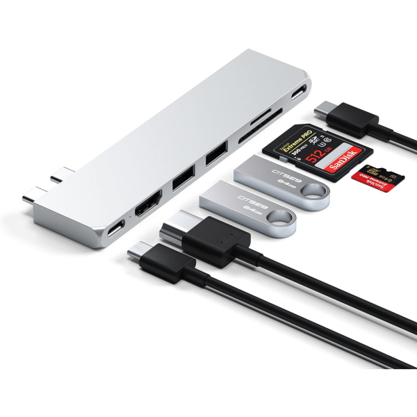 Satechi USB C Hub 7si 1 Arada Adaptr-Silver 