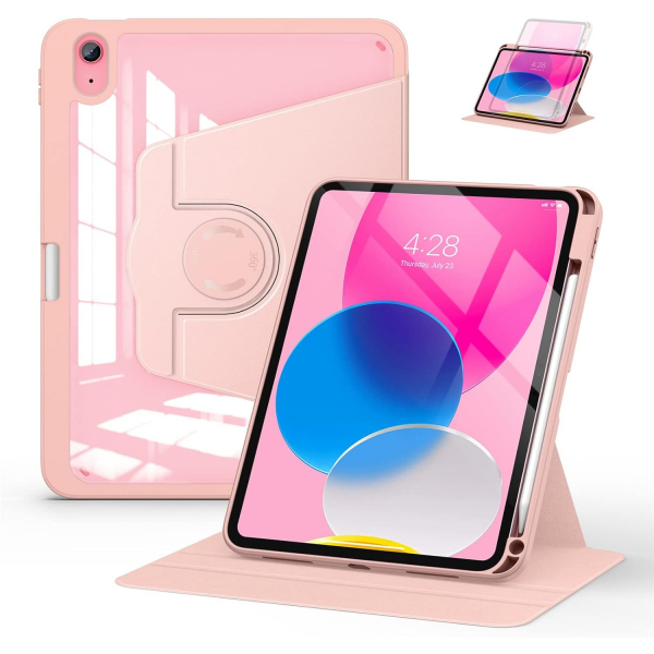 Soke Rotating iPad 10.Nesil Klf (10.9 in)-Rose Gold