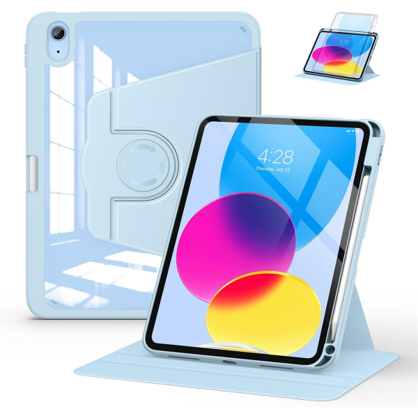 Soke Rotating iPad 10.Nesil Klf (10.9 in)-Sky Blue