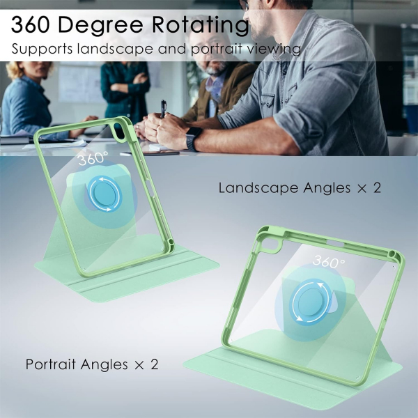 Soke Rotating 360 iPad 10.Nesil Klf (10.9 in)-Emerald Marble 