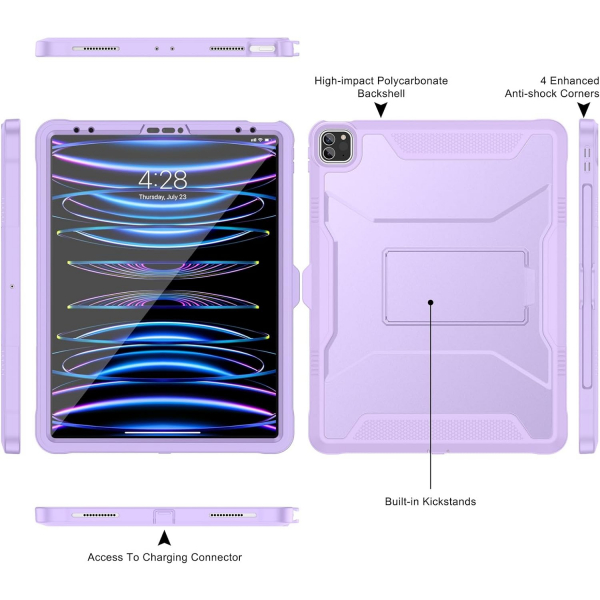 Soke Tam Korumal iPad Pro 6/5/4.Nesil Klf (12.9 in)-Violet