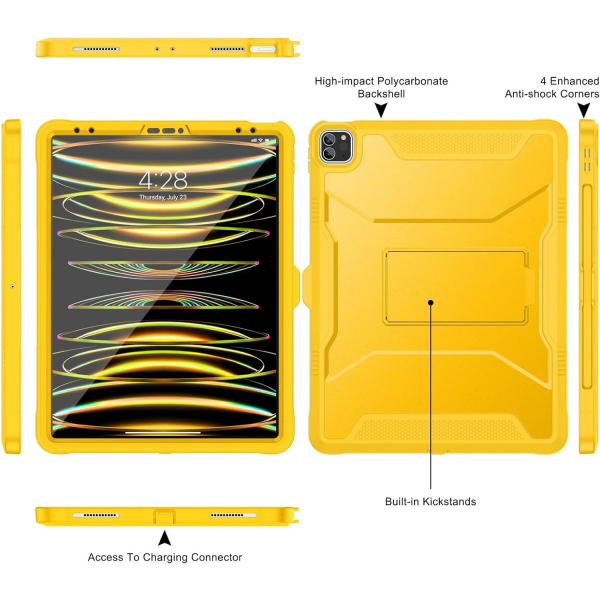 Soke Tam Korumal iPad Pro 6/5/4.Nesil Klf (12.9 in)-Yellow