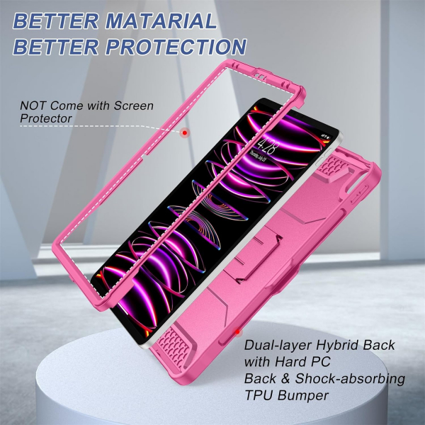 Soke Tam Korumal iPad Pro 6/5/4.Nesil Klf (12.9 in)-Hot Pink