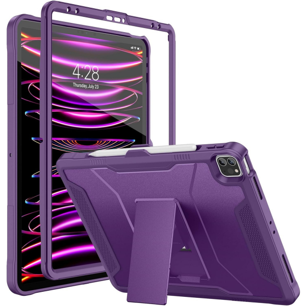 Soke Tam Korumal iPad Pro 6/5/4.Nesil Klf (12.9 in)-Dark Purple