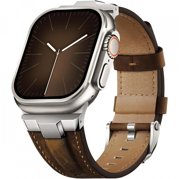 Suitisbest Apple Watch 10 42mm Deri Kay -Retro Walnut 