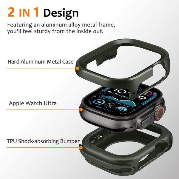 Amizee Apple Watch Ultra 1/2.Nesil Bumper Klf-Army Green 