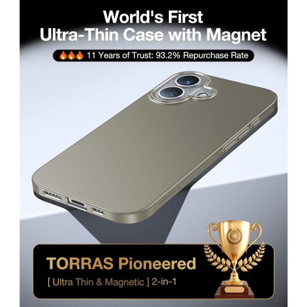 TORRAS Apple iPhone 16 Manyetik Slim Klf -Natural 