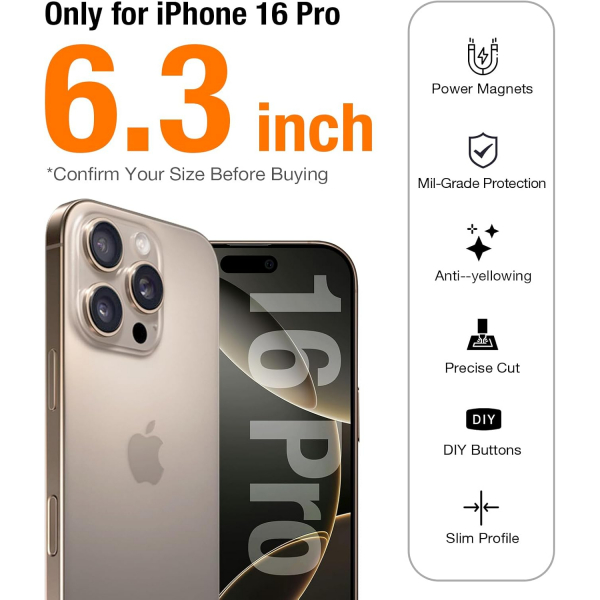 TORRAS Apple iPhone 16 Pro Manyetik Klf-Clear