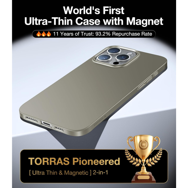 TORRAS Apple iPhone 16 Pro Max Manyetik Slim Klf -Natural Titanium