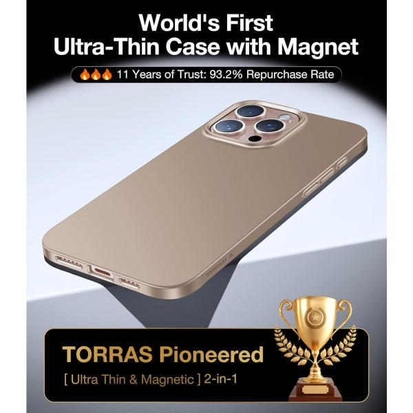 TORRAS Apple iPhone 16 Pro Max Manyetik Slim Klf -Dersert Titanium