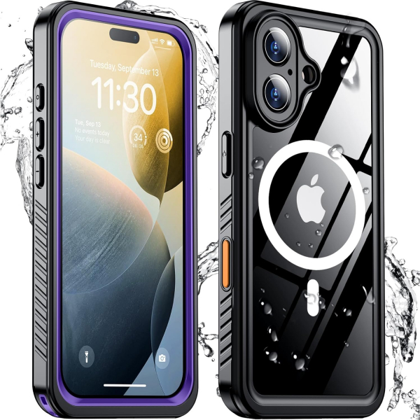 Temdan Apple iPhone 16 Su Geirmez Klf -Purple