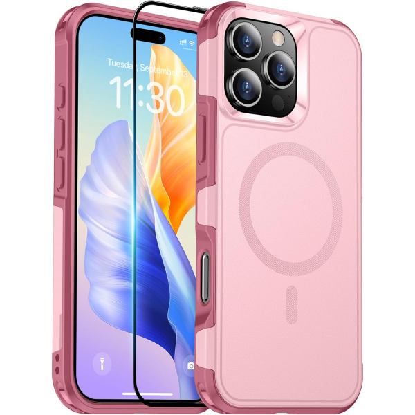 Temdan Apple iPhone 16 Pro Max Manyetik Klf -Pink