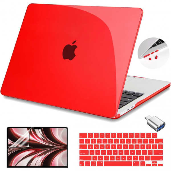 Teryeefi MacBook Air M3 Koruyucu Klf (13.6 in)-Crystal Red 