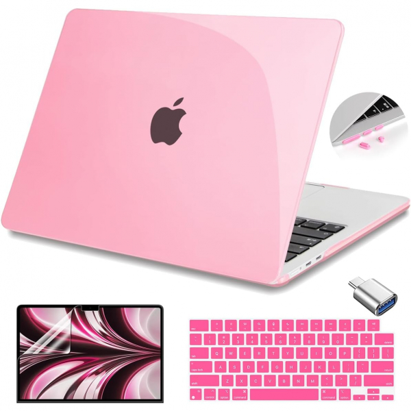 Teryeefi MacBook Air M3 Koruyucu Klf (13.6 in)-Crystal Pink 