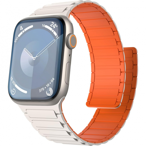 TiMOVO Apple Watch 10 46mm Manyetik Kay-White Orange