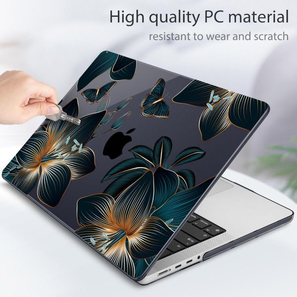 Tuiklol MacBook Pro Sert Kabuk Klf (14 in)-Black Butterfly 