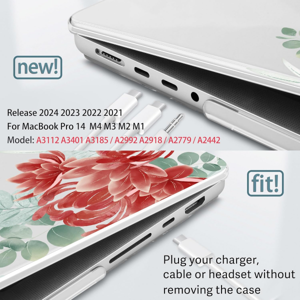 Tuiklol MacBook Pro Sert Kabuk Klf (14 in)-Luxury Flower 