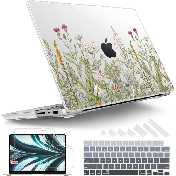 Tuiklol MacBook Pro Sert Kabuk Klf (14 in)-Sparkly Flowers