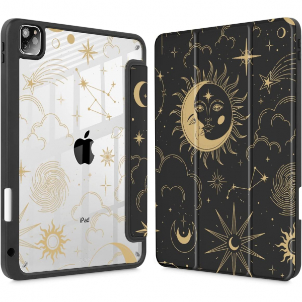 Tuiklol iPad Air/Pro M2 Slim Klf (12.9-13 in)-Moon And Star 