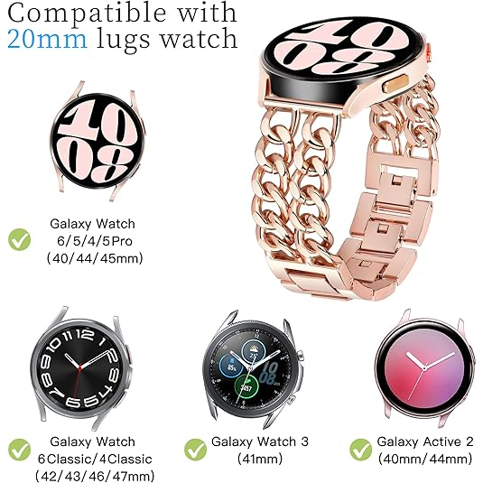 G-ficu Galaxy Watch 7/6/5/4/FE Uyumlu Kay-Rose Gold