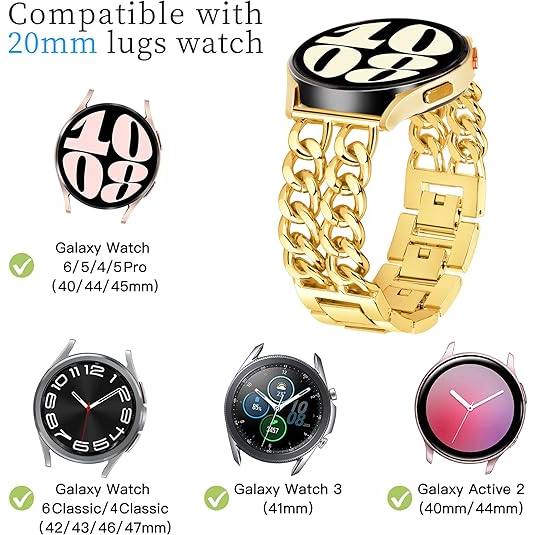 G-ficu Galaxy Watch 7/6/5/4/FE Uyumlu Kay-Gold