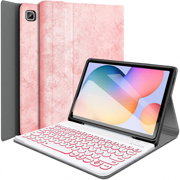 Wineecy Galaxy Tab S6 Lite Klavyeli Klf (10.4 in)-Pink