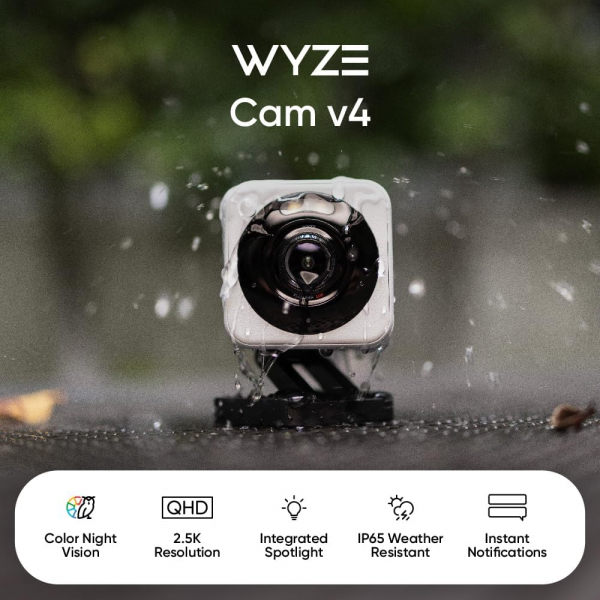 Wyze Cam V4 Akll Gvenlik Kameras-Gray