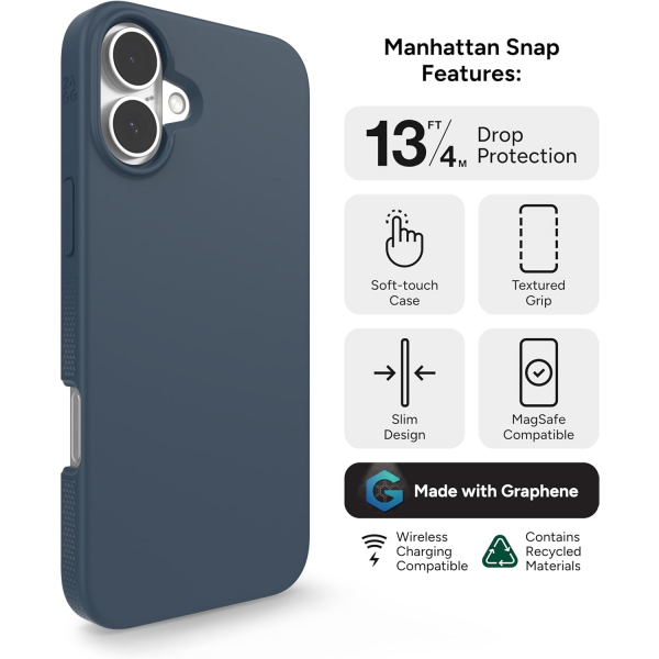 ZAGG Apple iPhone 16 Plus Manhattan Snap Klf-Navy Blue