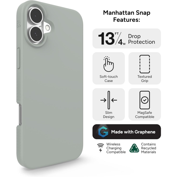 ZAGG Apple iPhone 16 Plus Manhattan Snap Klf-Aqua Foam Gray