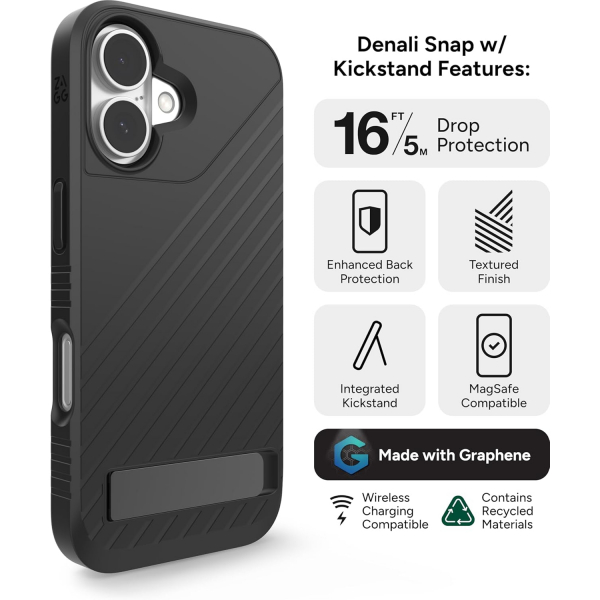 ZAGG Apple iPhone 16 Denali Snap Standl Klf-Black