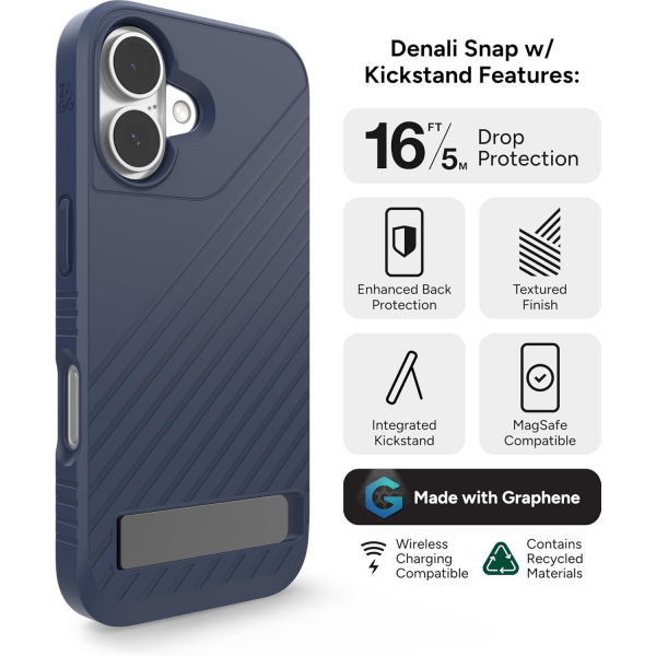 ZAGG Apple iPhone 16 Denali Snap Standl Klf-Navy