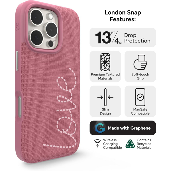 Zagg Apple iPhone 16 Pro London Snap Klf -Pink